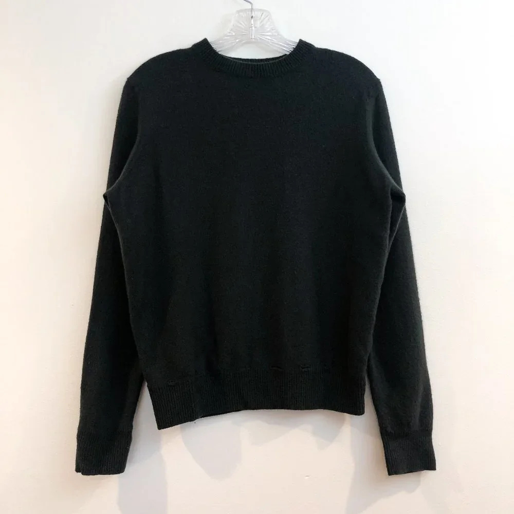 A.P.C. 100% Merino Wool Knit Crew Neck Green Distressed Crew Neck Sweater FLAWED - Picture 3 of 15